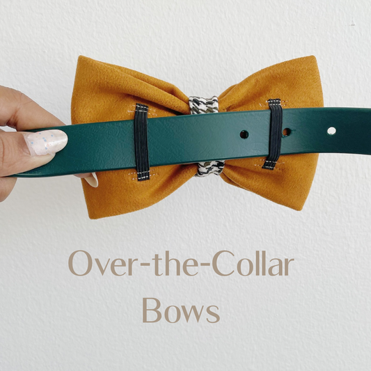 Uptown Suede Handmade Dog collar Bow tie