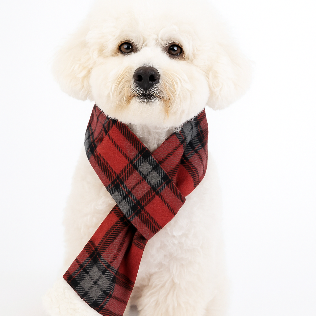 Red & Grey Handmade Pet scarf
