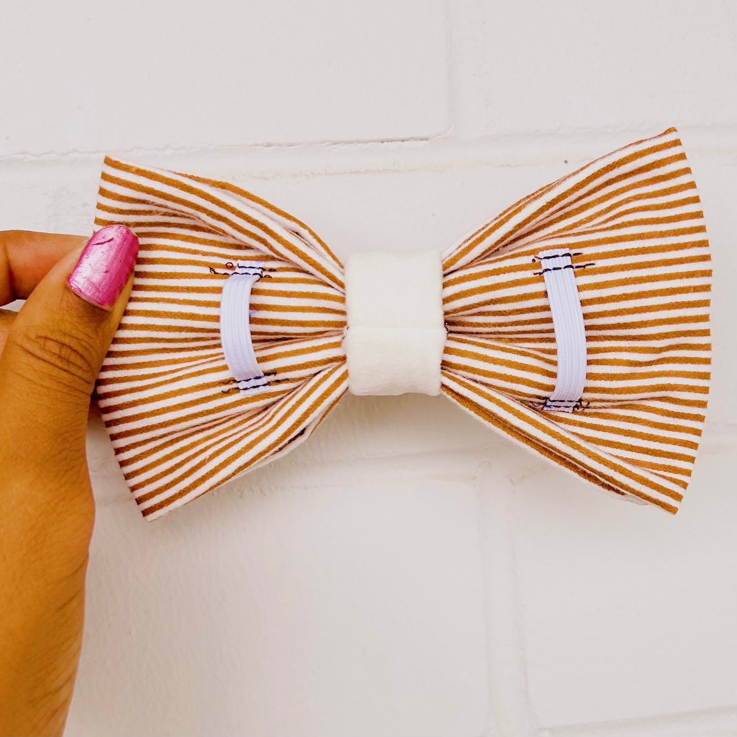 Teddy Stripe Flannel handmade Dog Bowtie collar