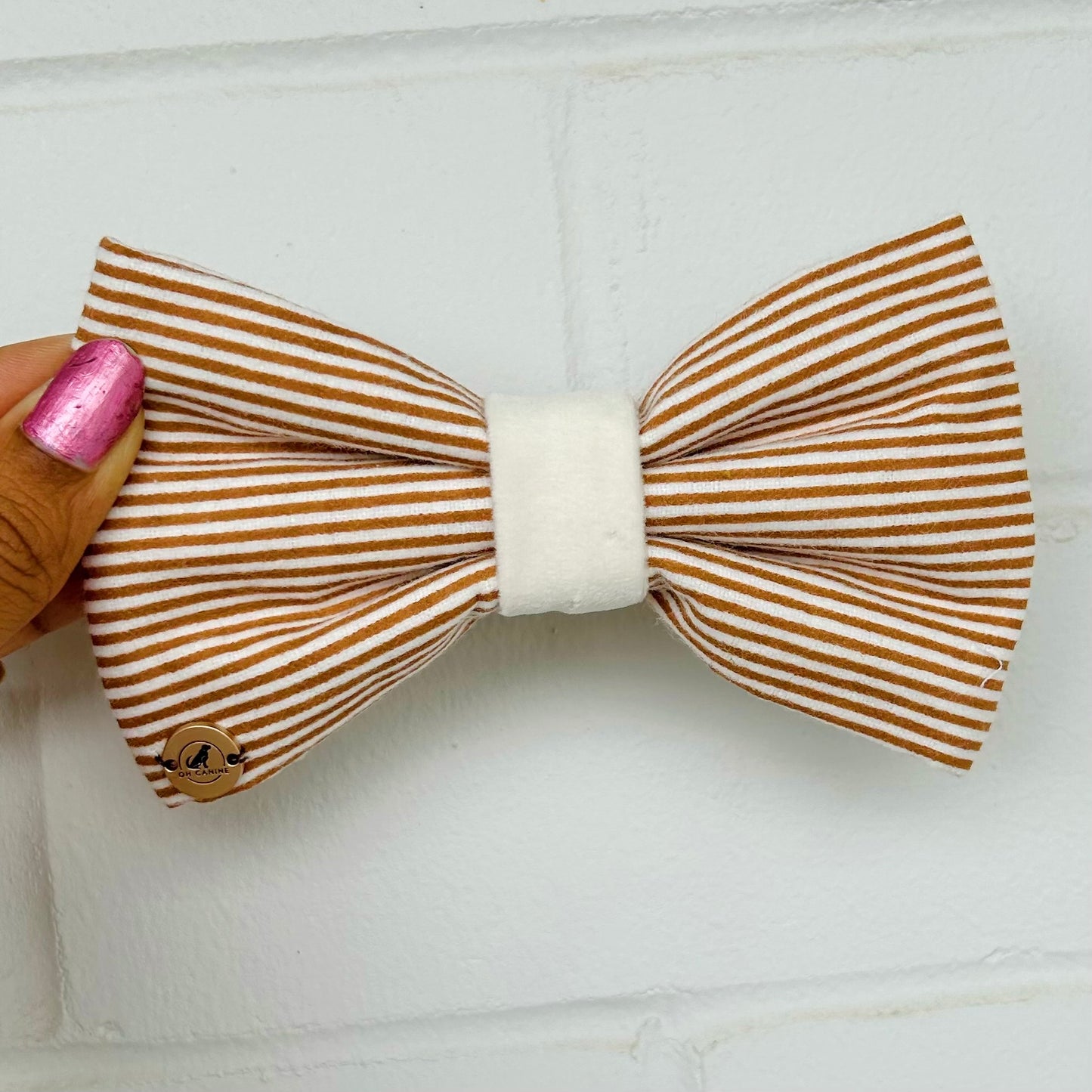 Teddy Stripe Flannel handmade Dog Bowtie collar