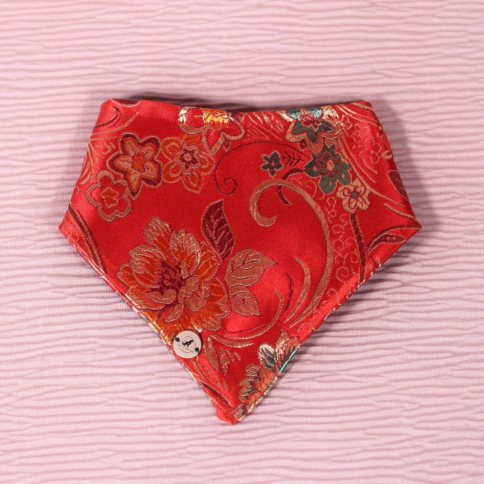 Lunar new year Red floral traditional print handmade dog Bandana| Designer Dog Bandanna
