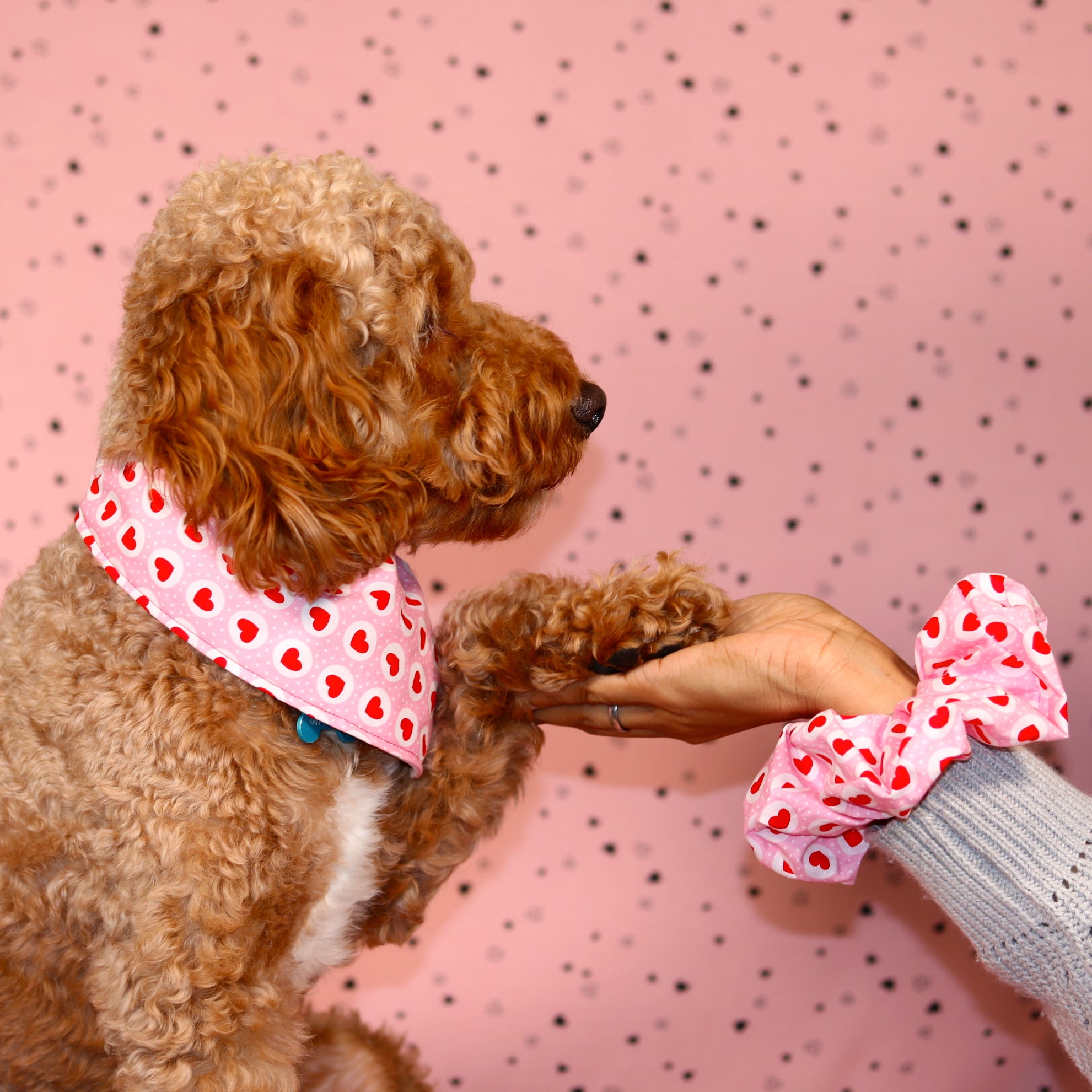 Pink Heart & Initial patch double sided Snap On Bandana | Valentines day Bandana
