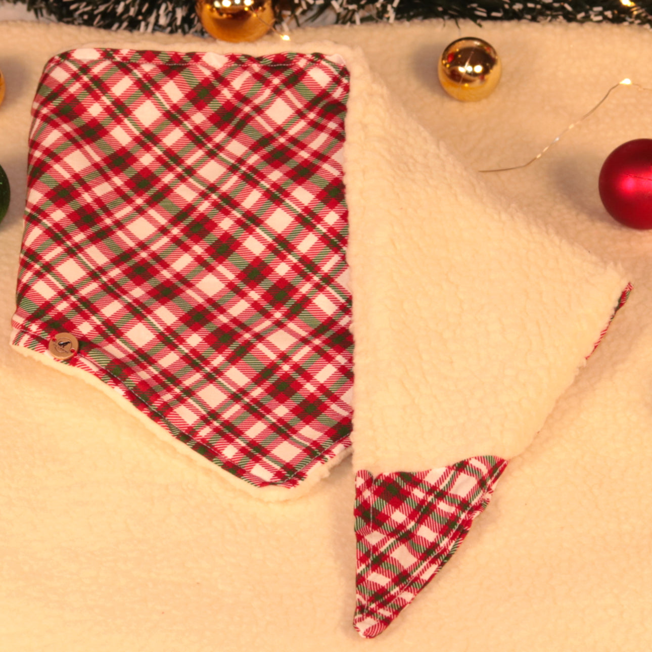 Cozy Christmas Plaid with Sherpa | Designer Dog Bandanna