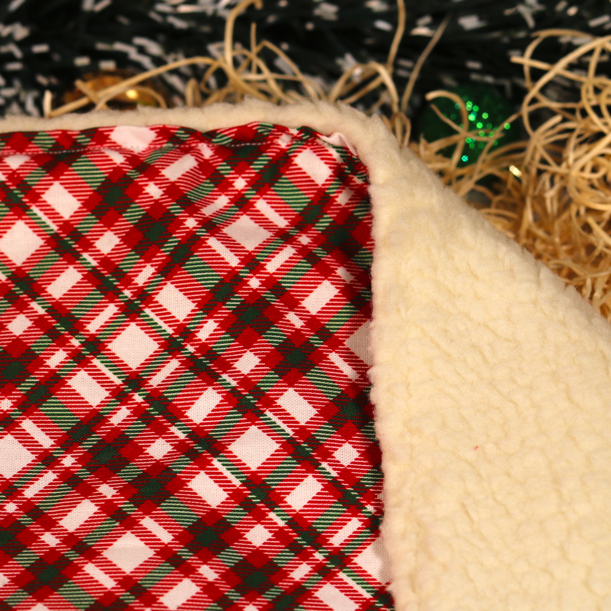 Cozy Christmas Plaid with Sherpa | Designer Dog Bandanna