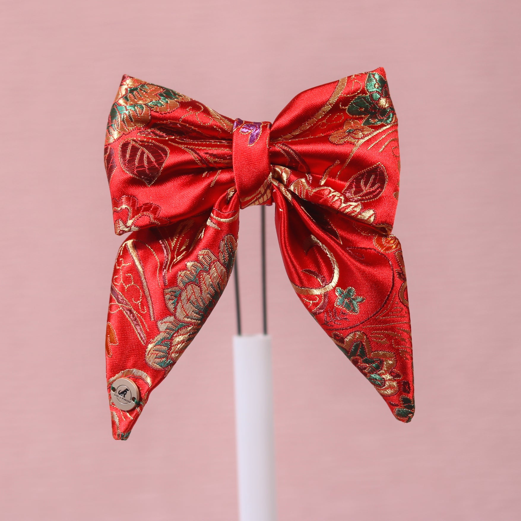 Lunar new year Red floral traditional print Handmade Sailor bowtie for your pe