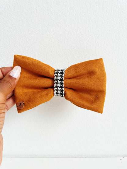 Uptown Suede Handmade Dog collar Bow tie