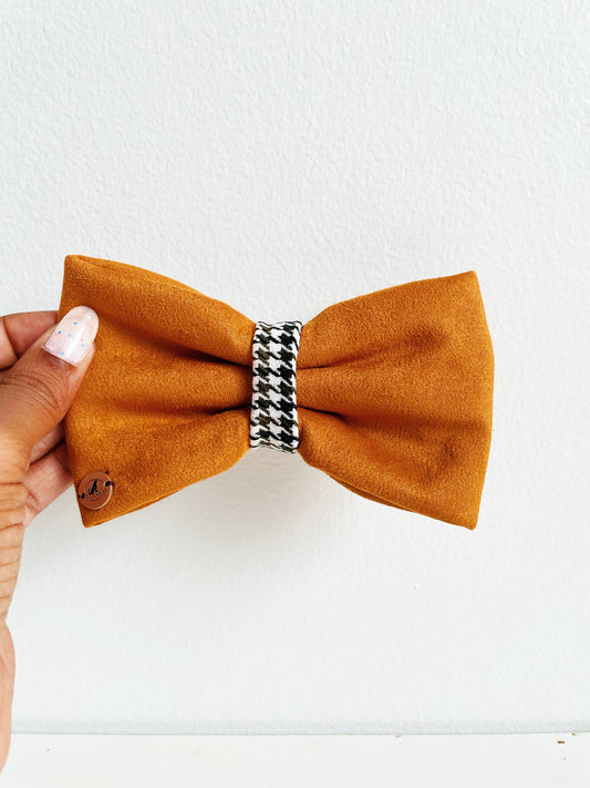 Uptown Suede Handmade Dog collar Bow tie