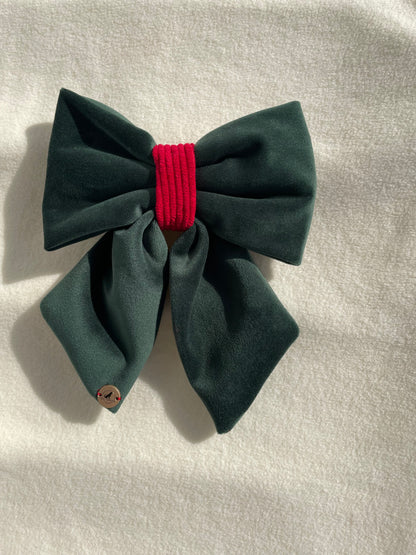 Green Velvet Handmade Sailor bow for your pets