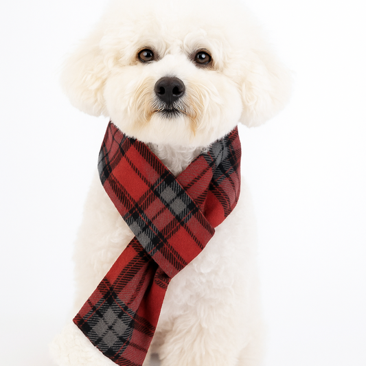 Red & Grey Handmade Pet scarf