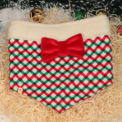 Bandana de créateur pour chien à carreaux Candy Cane avec nœud