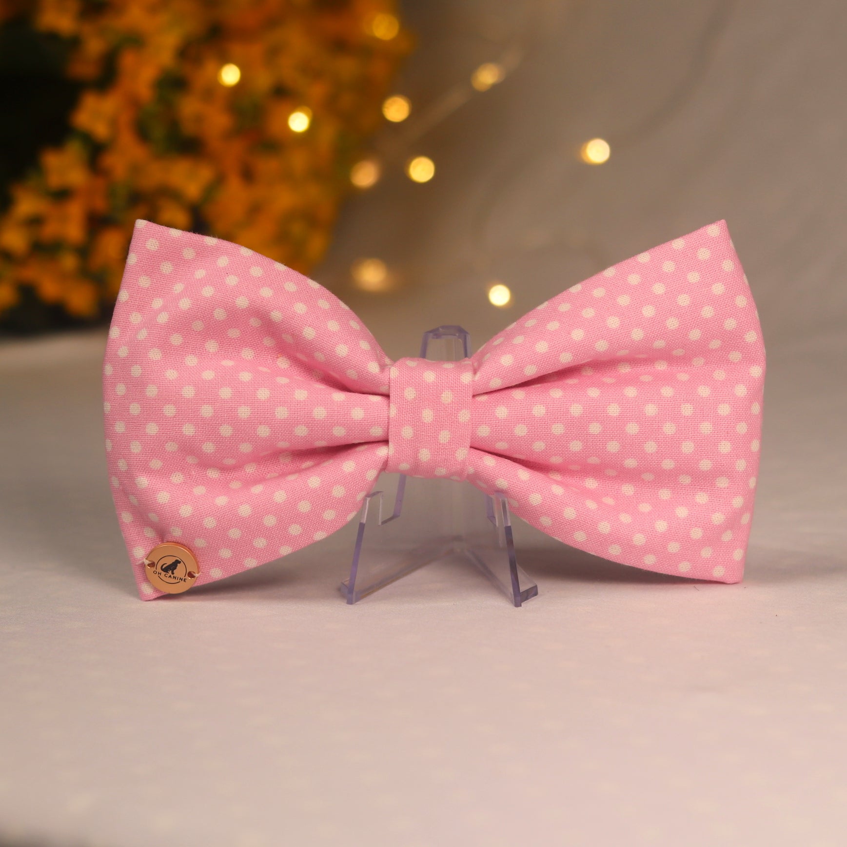 Pink polkdot  Bow tie for pets