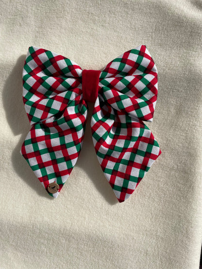 Holiday Check Classic Handmade Sailor bow for your pets