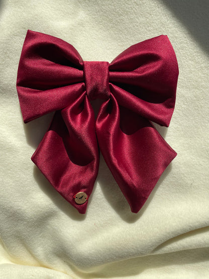 Holly Berry Satin Classic Handmade Sailor bow for your pets