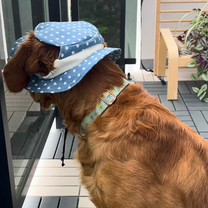 Sweetheart Dog Bucket Hat | Handmade Adjustable Dog Sun Hat