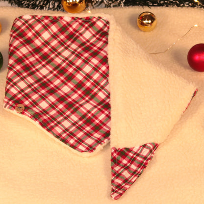 Cozy Christmas Plaid with Sherpa | Designer Dog Bandanna