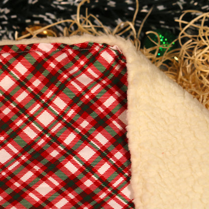 Cozy Christmas Plaid with Sherpa | Designer Dog Bandanna